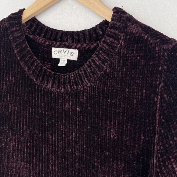ORVIS Sweater Womens S Plush Soft Cozy Chenille Pullover Jumper Plum Purple - Picture 8 of 14